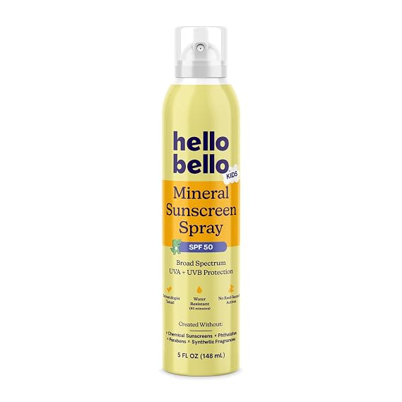 Hello Bello Kids Sunscreen - SPF50 Broad-Spectrum Mineral Sun Spray, 5oz