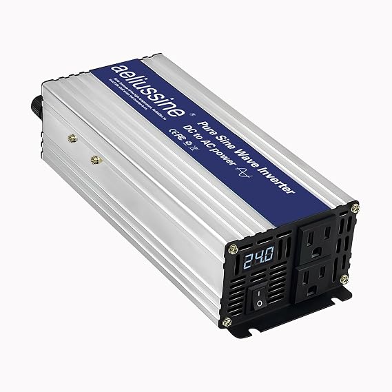 1200W Pure Sine Wave Inverter-36V DC to 110V 120V AC Power Converter with 2 AC Outlets, 36 Volt Power Inverter for Truck, Rv, Camping, Home, Emergency Power
