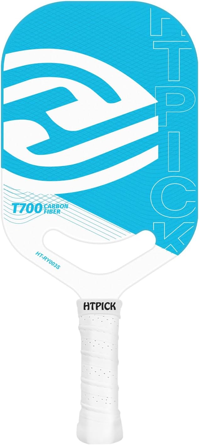 Pickleball Paddles, Professional T700 Carbon Fiber Pickleball Paddle with Aero Throat, Polymer Core, Increased Power for Ultimate Spin & Consistency (Blue)