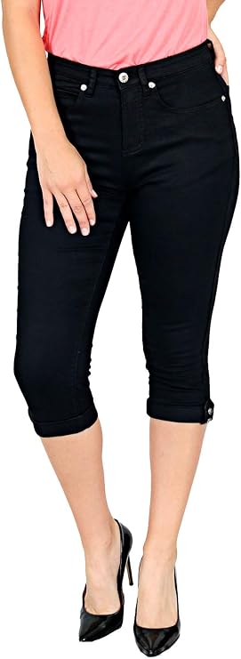 TrueSlim Women's Black Tab and Stone Capri