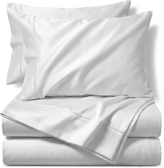 Peru Pima 600 Thread Count Thermoregulating Sateen King Sheet Set - 100% Peruvian Pima Cotton, 4 Piece (Flat, Fitted, 2 Pillowcases) - Cooling, Crisp, Deep Pocket, Hotel Quality Bedding - White