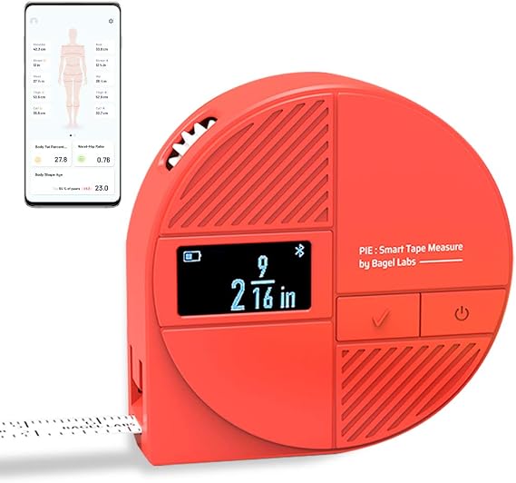 BAGEL Pie Labs Smart Tape Measure for Your Body - Easy Goal Setting for Weight Loss, Muscle Gain, and Fitness via Digital Tape Measure App and Measuring Tape for Body