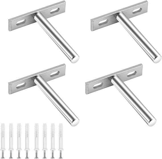 Floating Shelf Bracket Hidden Shelf Supports Brackets 4PCS Heavy Duty Concealed Blind Shelf Support Wall Mounted Brackets with Mounting Screws for Floating Wood Shelves (3 inch)