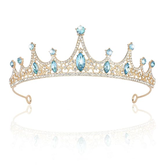 CURASA Blue Tiara and Crowns for Women Crystal Queen Crown, Wedding Tiaras for Bride Princess Crown for Women Headpiece for Bridal Birthday Party Prom Halloween Pageant