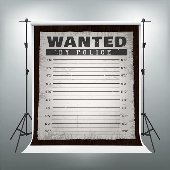 Mugshot Backdrop,Murder Mystery Party Decor for Photography,White 5x7ft