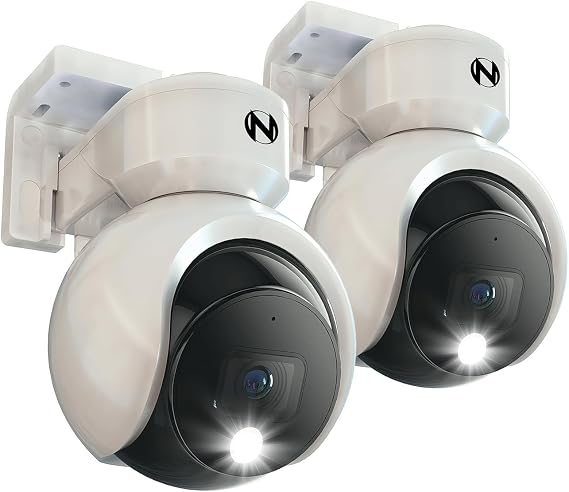 Night Owl Add On Wired 4K Deterrence Cameras with 2-Way Audio - 2 Pack - White