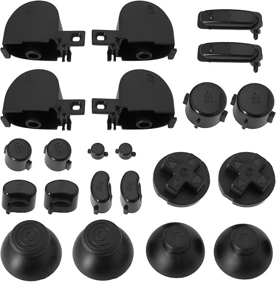 2 Sets Controller Buttons Game Console Controller Plastic Button Replacement Compatible with Nintendo Gamecube NGC(Black)