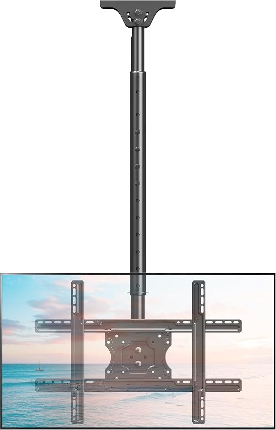 Ceiling TV Mount for 37"-75" TVs, 360 Swivel, 57" Height Adjustable