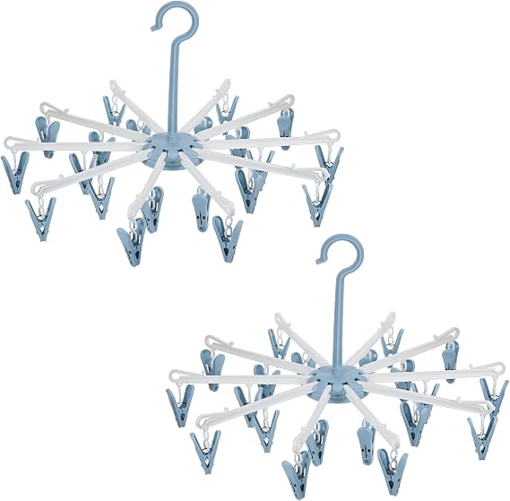 Hejo 2PCS Sock Dryer with Pegs, Plastic Octopus Clothes Sock Hanger (Blue)