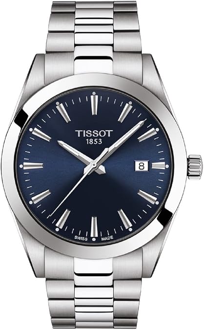 Tissot mens Gentleman Stainless Steel Dress Watch Grey T1274101104100