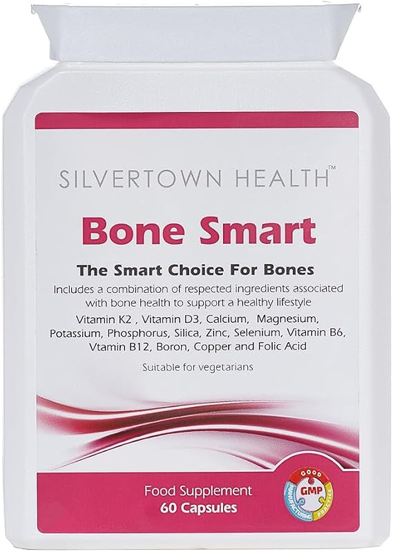 Bone Smart 60 Capsules - Premium Bone Support Food Supplement. Fourteen Key Nutrients Including Vitamin K2 (as Menaquinone 7-Natto),Vitamin D3, Calcium, Magnesium and Much More