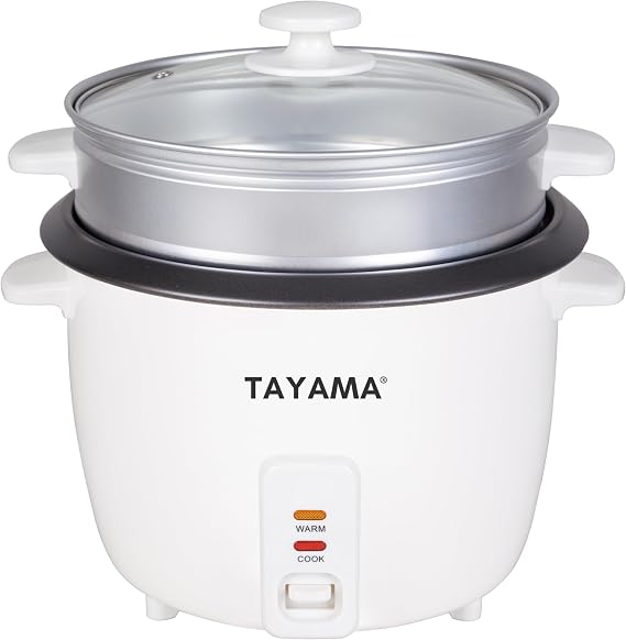 Tayama Rice Cooker with Steam Tray 8 Cups, White (RC-8R)