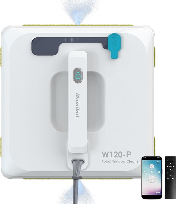 Mamibot W120-P Robot Window Cleaner Automatic Water Spray with Intelligent Path Planning Anti-Falling Sensor Detection,Robotic Window Cleaning Robot for Windows,Tiles, Bathroom Glass