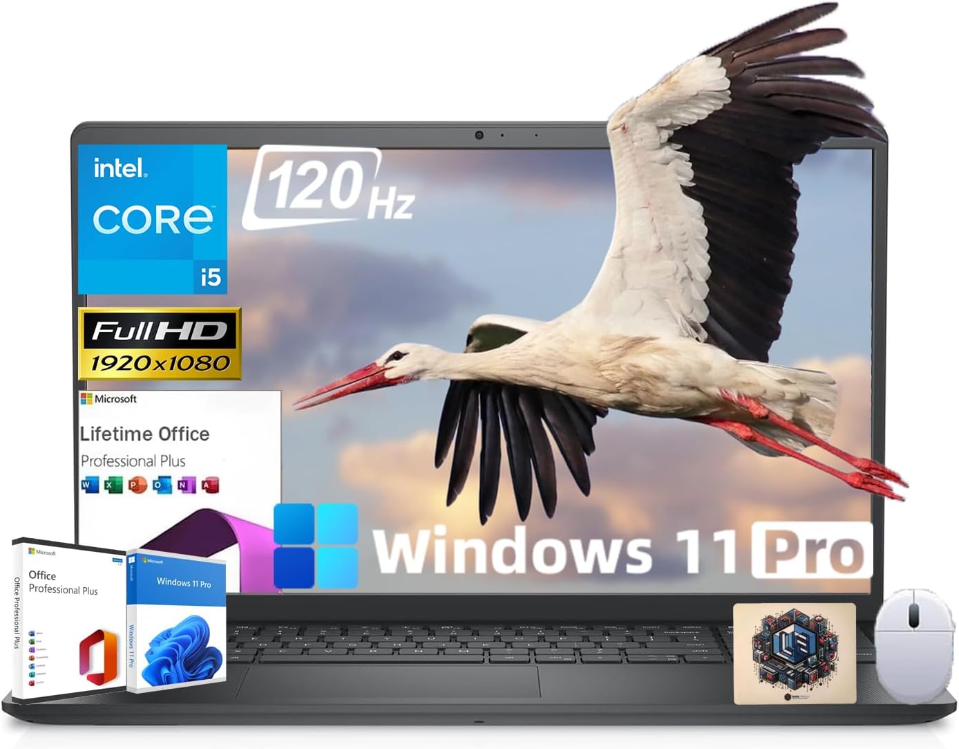 Dell Inspiron-15 Laptop for Business and Student - Windows 11 Pro & Lifetime Office License | 15.6 FHD Narrow Border | 12th Gen Intel i5-1235U 4.4 GHz | 62GB RAM, 1TB SSD