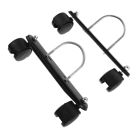 Mikinona 2 Sets Multi-Purpose Radiator Mount Base 4 Swivel Wheels, 2 Black Plates and 2 U-Shaped Hooks, Mobile Roller Bracket for Oil-Filled Electric Heater Indoor Use