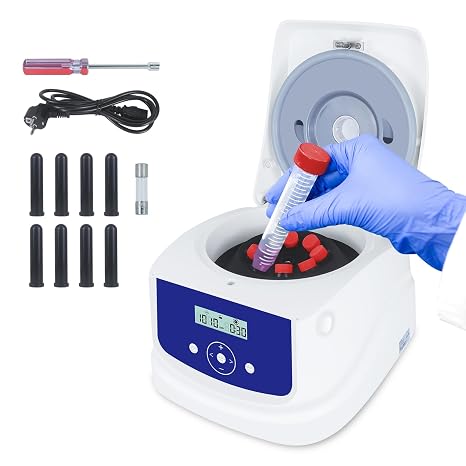 LCD Centrifuge Machine with 8x15ml Rotor Capacity, Lab Benchtop Centrifuges w/2 30sec-99min or Continuous Mode Running, Low Speed 300-4000rpm(Max.RCF 2600xg) Low Noise for Laboratory
