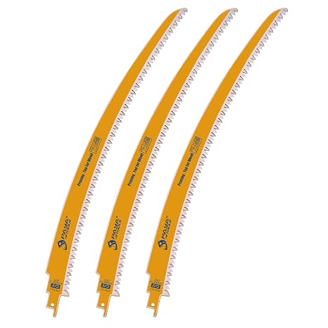 3-Pack 15" 6TPI Curved Edge Reciprocating Saw Blades for Pruning