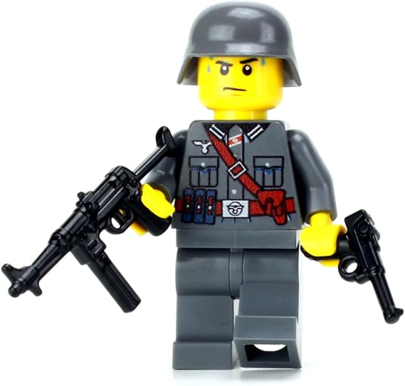Battle Brick 1.6 Inches Tall Collectible German WW2 MP40 Soldier Custom Collectible Minifigure | Genuine Military Minifig | Printed in The USA | World WAR 2 | Great Gift for Teen to Adult AFOL