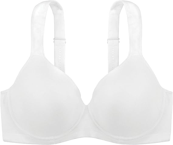 DORINA Basic Thick Strap Bra, Padded Straps Smooth Underwired Full Coverage Demi T-Shirt Bras for Women, Rachel D1082A - White - 34D