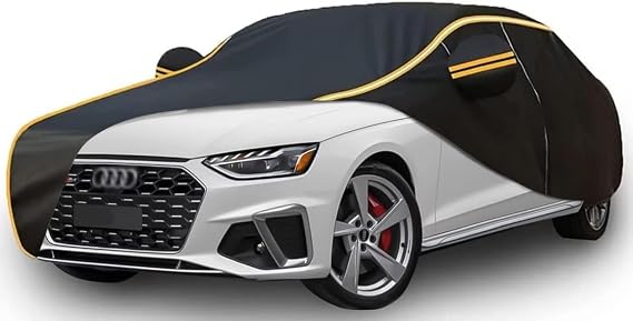 Ansixeay Car Cover Waterproof Compatible with Audi 100 C1 Coupe,Outdoor Full Cover with Sun, All-Weather Rain And Dust Protection With Zip And Wind Cord