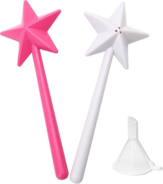 2PCS Salt and Pepper Wand Shaker Magic Fairy Star, Pentagram Shape, Three Hole Dispenser, Refillable, Removable, Light, One Hand Operation, Kitchen Accessories for Halloween and Christmas