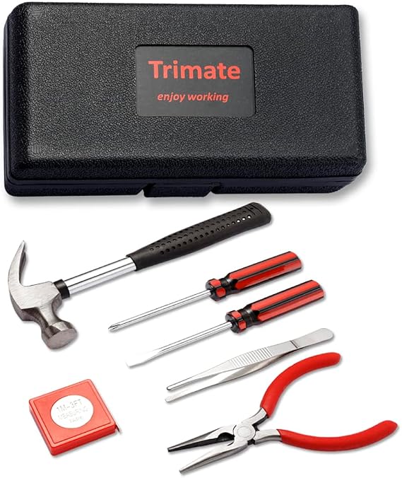Hand Tool Set,Includes Hammer, Screwdriver Set, Pliers (Tool Kit for the Home, Office, or Car) (Red)