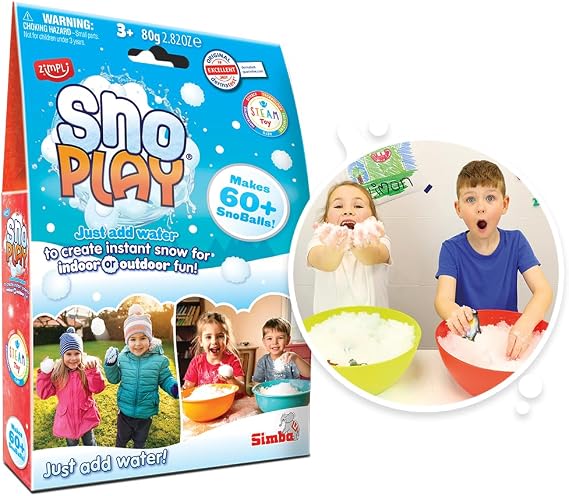 ZIMPLI - Snoball Play 4 Use, Just Add Water To Instantly Make Fake Snow, Outdoor Snowball Fights or Indoor Sensory Play, Stocking Fillers
