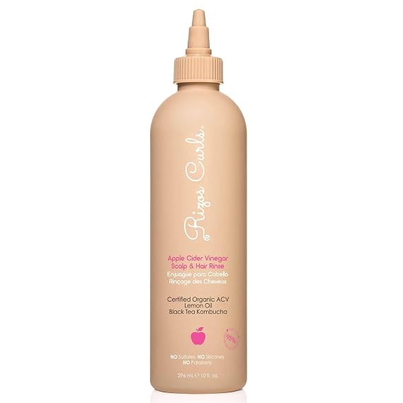 Rizos Curls Apple Cider Vinegar Scalp & Hair Rinse, Clarifies to Remove Product Buildup, Balance Oils, Revive Hair & Scalp, Enhances Softness & Shine, 10 oz