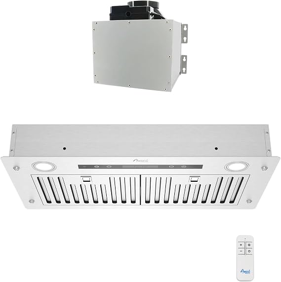 30"Wx14-1/2D Split Insert Ceiling Mount Range Hood with 6" Remote Blower