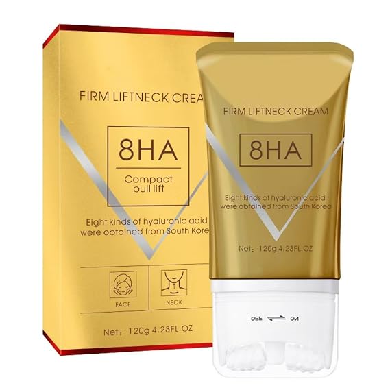 AH-8 Firming Neck Cream for Crepey Skin Body Care, Neck Firming Cream with Roller, Moisturizing Anti-Aging Neck Tightening Lotions Skin Chest Repair
