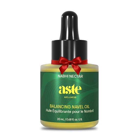 ASTE Ayurvedic Navel Oil for Belly Button, Navel Oiling with Castor, Ginger, Shatavari & Neem | Vegan Belly Button Oil for Skin Nourishment, Sleep & Wellness Ritual | (0.68 oz)