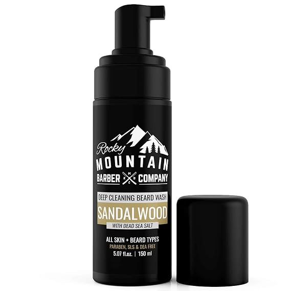 Rocky Mountain Barber Company Foaming Sandalwood Beard Wash, 5 oz