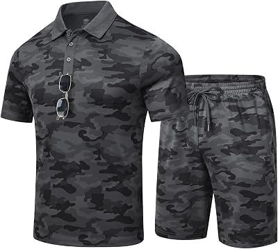 MoFiz Mens Short Sets Outfits Sweatsuits Two Piece Outfits Summer Sets Comfortable ShortsShirt Camo