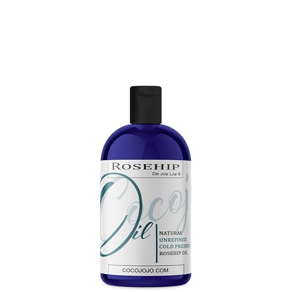 cocojojo Rose Hip Oil Organic for Face, Organic Rosehip Oil, Pure Unrefined Cold Pressed All Natural for Hair, Skin, Face, Body, Nails - 8 Oz
