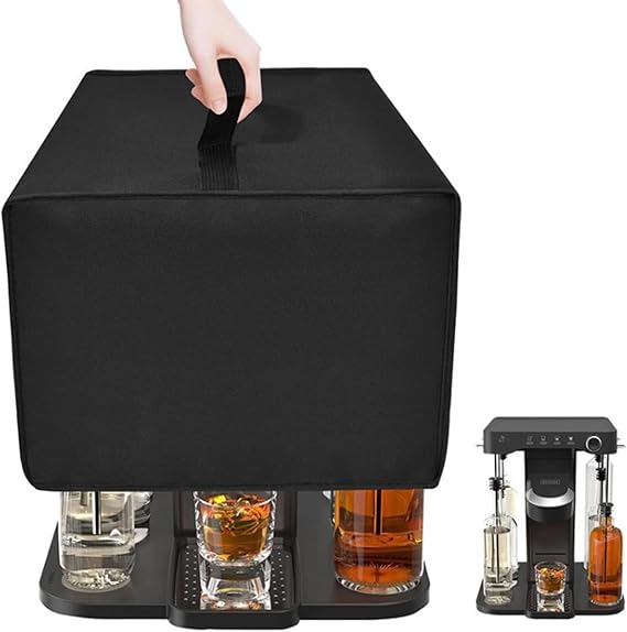 Cocktail Machine Cover Waterproof, Dustproof Cocktail Maker Protective Cover with Pocket, Drink Maker Covers for Cocktails Capsules (Black)