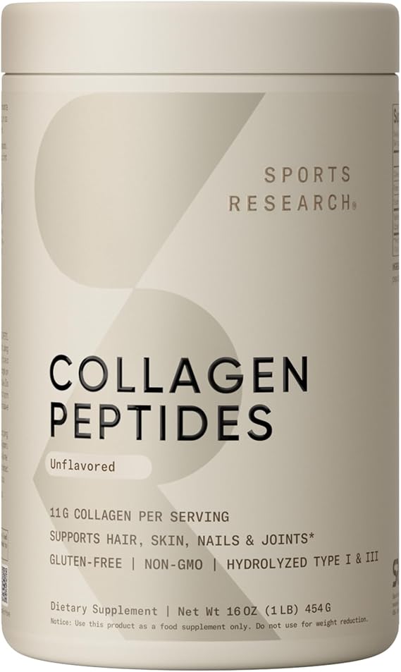 Sports Research Collagen Peptides Protein Powder 16oz (Unflavored)