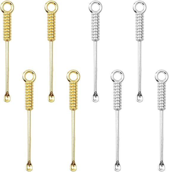 Luckious 8 Pcs Metal Tiny Snuff Spoon Micro Scoops - Medicine Powder Spoon Necklace Pendants (Golden and Silver), 2212-172A