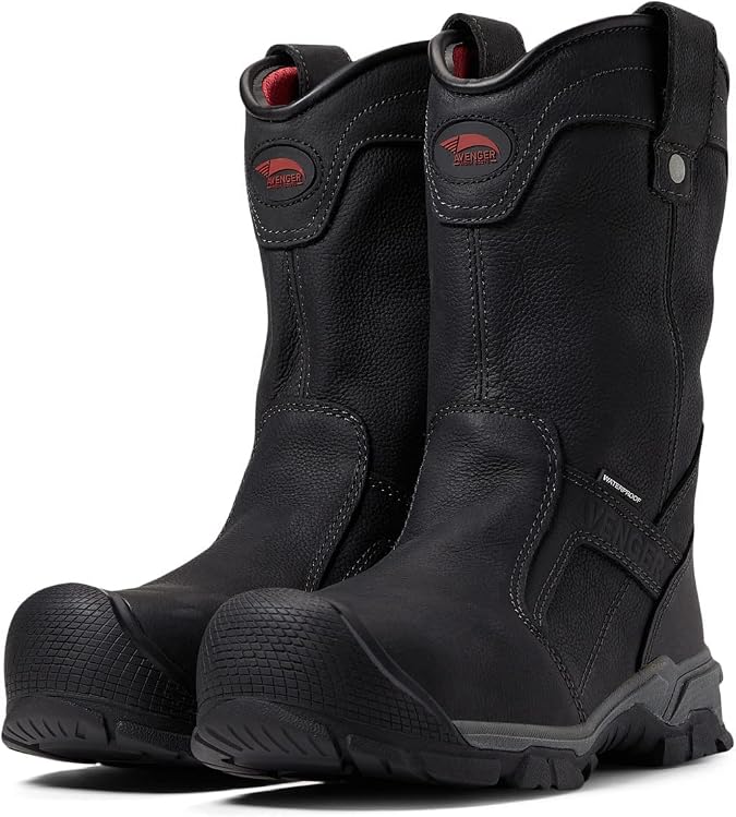 Avenger Men's 11" Ripsaw Black Alloy Toe EH PR Waterproof Wellington Work Boot