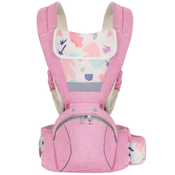 Baby Carrier 3-in-1 Ergonomic Infant Carrier Soft Baby Holder 3 to 36 Months,4 Season/All Seasons,Newborn to Toddler with Hood All Position Baby Hipseat (Pink)