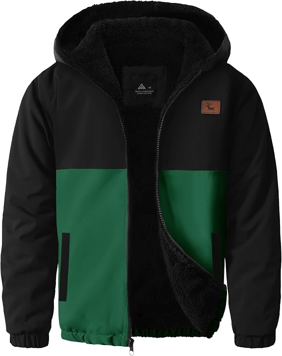 ZITY Boys Fleece Jacket Sherpa Lined Zip Up Hoodie for Kids