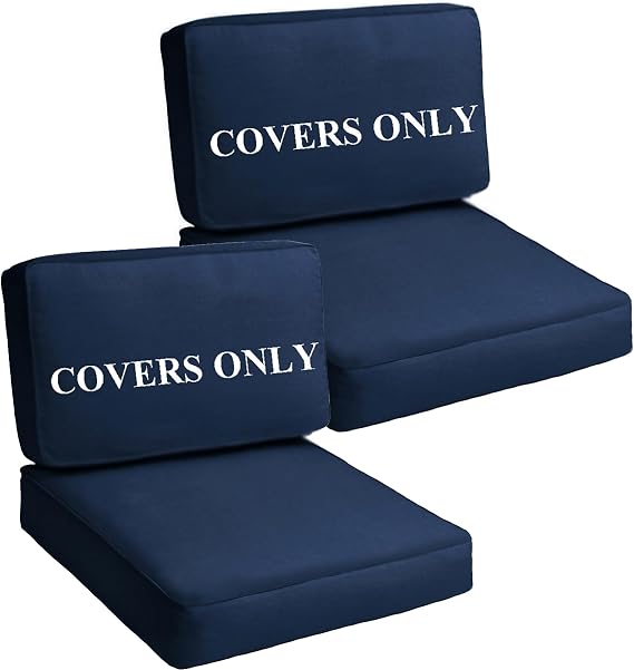 Patio Cushion Covers Replacement 24x24x4, 24x22x4, Blue, 4Pcs