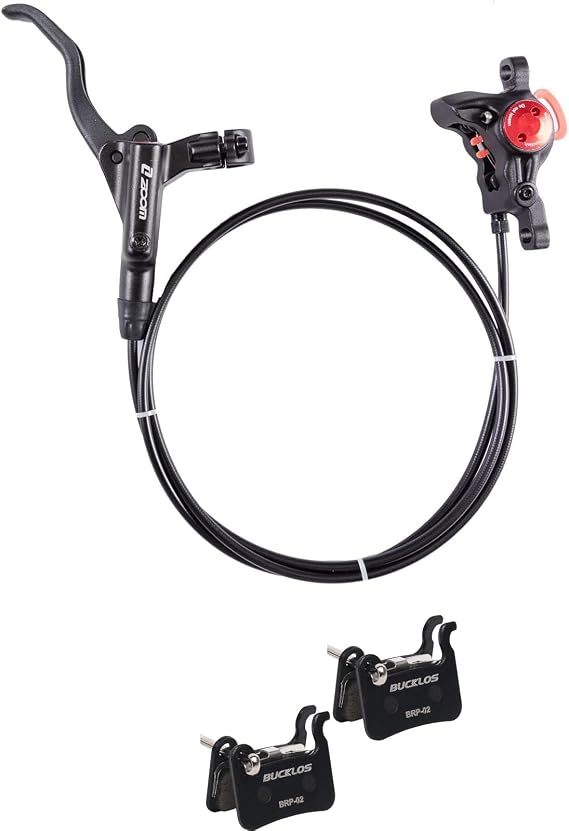 BUCKLOS Black MTB Hydraulic Disc Brakes Mountain Bike Right Rear 1450mm Hydraulic Brake and 2 Pair Resin Bike Disc Brake Pads Compatible with Shimano Deore XT XTR LX SLX Hone Alfine Saint Disc Brake