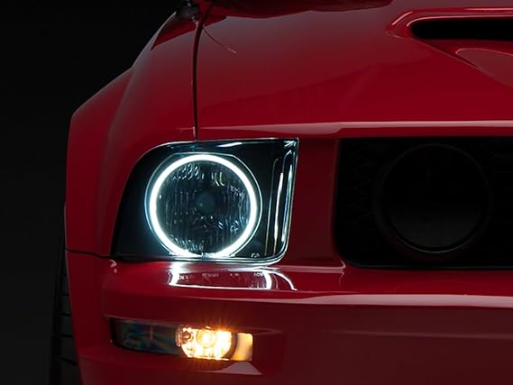 Axial CCFL Halo Projector Headlights; Black Housing; Smoked Lens Compatible with 05-09 Mustang GT, V6