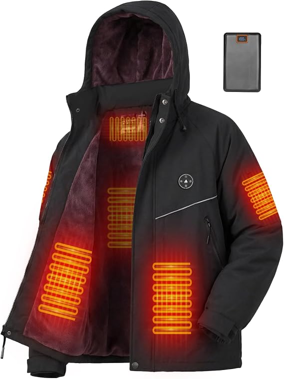 Heated Jackets for Men with Fleece Lining 20000mAh Battery Waterproof