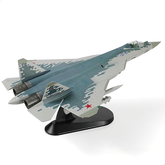 SEBUNAS 1/72 Scale Sukhoi Su-57 Fifth-Generation Multi-Purpose Fighter Jet Model Russia Reliable Stealth Fighter Military Metal Diecast Aircraft Model Kit for Adult Collection or Gift