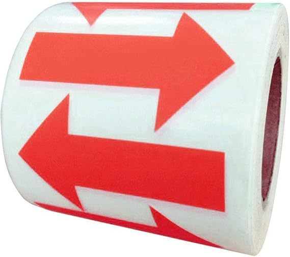 Red Arrow Stickers Labels, 2"1.25" Self-Adhesive Arrow Shape Signs,Total 500PCS Per Roll