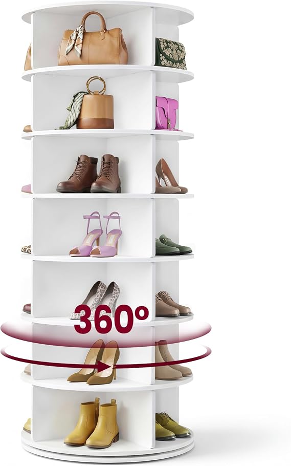 VASAGLE 7-Tier Rotating Shoe Rack Tower, Free Standing