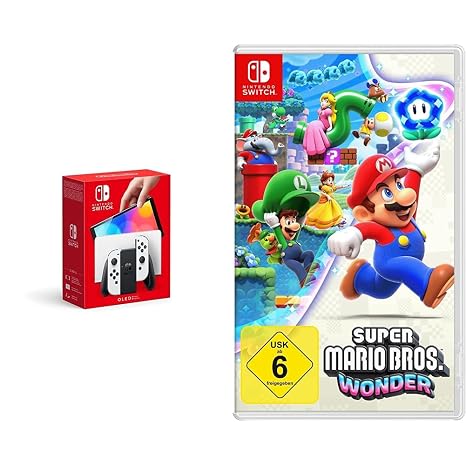 Nintendo Switch-Konsole (OLED-Modell) Weiß + Super Mario Bros. Wonder Switch