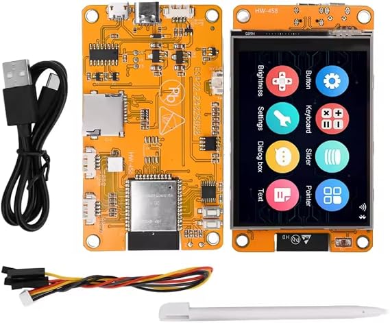 ESP32 Cheap Yellow Display Dev Board with 2.8" 240x320 TFT Touchscreen Display, WiFi & Bluetooth 4.2, Dual 240MHz CPU, 520KB RAM, Supports OV2640 Camera, SPI/I2C/UART/PWM, TF Card