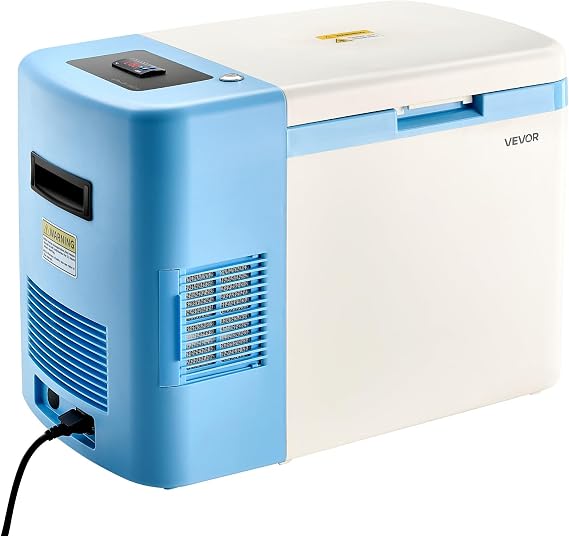 VEVOR Ultra Low Temperature Freezer, 25 L, 40 F to 123 F Adjustable Temp Range, with Digital Display, 304 Stainless Steel Liner, Portable Low Temperature Lab Freezer for Laboratory Samples Storage